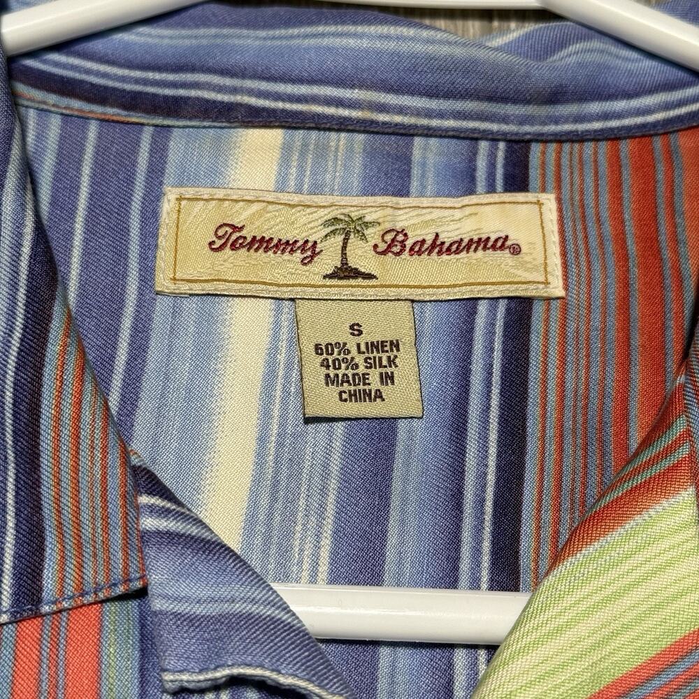 Tommy Bahama Colorful Striped Linen & Silk Blend Camp Button Up Shirt Mens Small - Picture 5 of 9